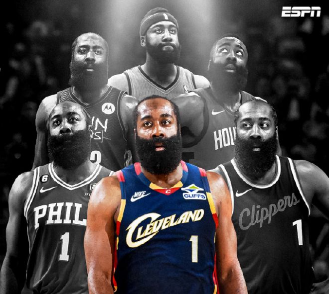 哈登生涯17季全进季后赛历史第二 骑士锁定季后